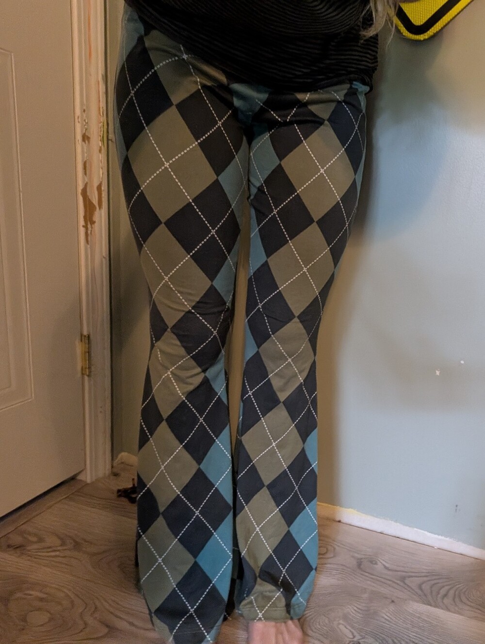 Rue21 Teal, Olive, and Green Argyle Flare Pants